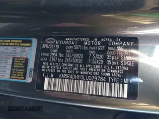 2020 Hyundai Palisade SEL z VIN KM8R4DHE0LU029784, wystawiony jako IAAI lot #41589568 z przebiegiem 61 804 mil mil oraz . Historia ofert i sprzedaży dostępna na DreamBid. Obrazek 9.