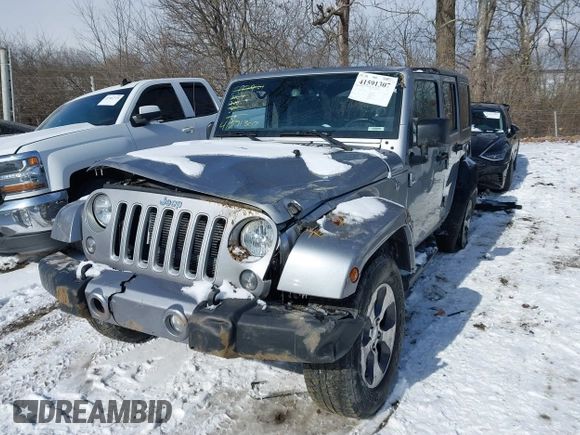 2018 Jeep Wrangler JK Unlimited Sahara with VIN 1C4HJWEG9JL801714, listed as a IAAI auction lot 41591307 with 79,201 mi miles. Bid and sale history available at carsss.com. Image 17.