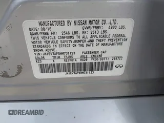 2017 Infiniti Q50 Premium z VIN JN1EV7AP5HM731123, wystawiony jako IAAI lot #41795396 z przebiegiem 151 948 mil mil oraz . Historia ofert i sprzedaży dostępna na DreamBid. Obrazek 9.