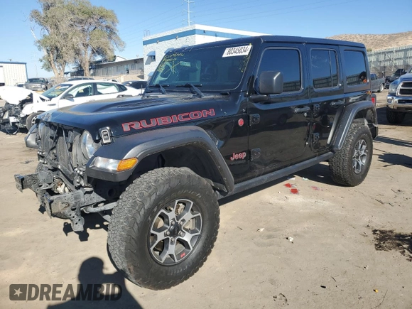 2022 Jeep Wrangler Unlimited Rubicon with VIN 1C4JJXFM6NW175930, listed as a Copart auction lot 80345034 with 27,265 mi miles and Salvage title. Bid and sale history available at DreamBid. Image 1.