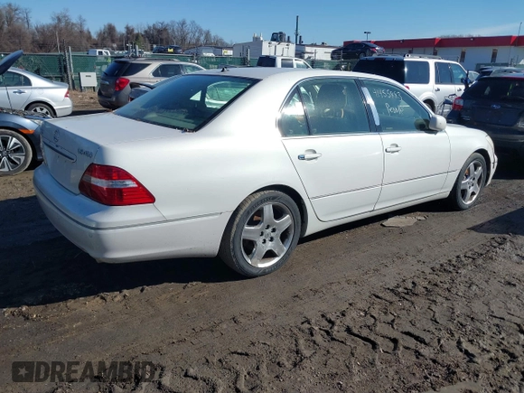 2005 Lexus LS 430 z VIN JTHBN36F855003387, wystawiony jako IAAI lot #41455883 z przebiegiem 279 683 mil mil oraz . Historia ofert i sprzedaży dostępna na DreamBid. Obrazek 4.
