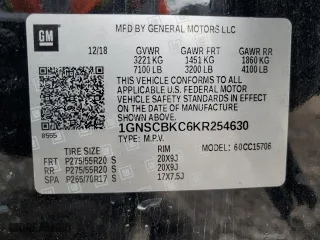 2019 Chevrolet Tahoe LT with VIN 1GNSCBKC6KR254630, listed as a Copart auction lot 50657345 with 111,297 mi miles and Salvage Title. Bid and sale history available at carsss.com. Image 15.