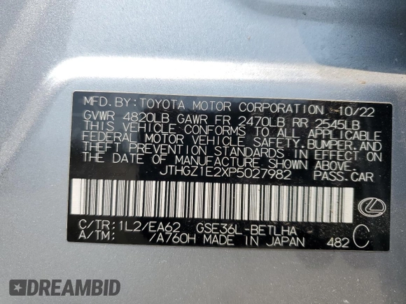2023 Lexus IS 350 F Sport с VIN JTHGZ1E2XP5027982, выставлен на аукционе Copart как лот 60744345 с пробегом 13 350 миль миль и Списание • Salvage title. История ставок и продаж доступна на DreamBid. Изображение 12.