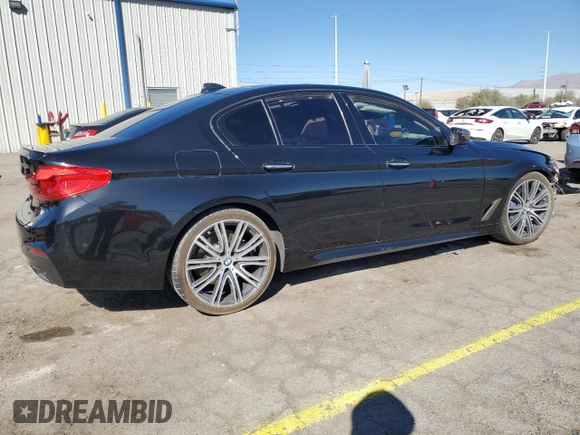 2018 BMW 5 Series M550i xDrive with VIN WBAJB9C55JG463848, listed as a Copart auction lot 48485765 with 47,078 mi miles and Salvage Title. Bid and sale history available at carsss.com. Image 3.