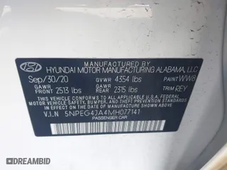 2021 Hyundai Sonata SE with VIN 5NPEG4JA4MH077141, listed as a IAAI auction lot 41534527 with 103,531 mi miles. Bid and sale history available at carsss.com. Image 9.