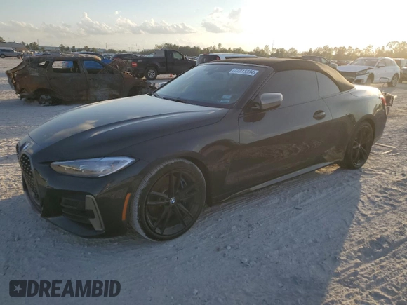 2024 BMW 4 Series M440i with VIN WBA53AT05RCP27562, listed as a Copart auction lot 77213334 with Not Provided miles and Salvage Title. Bid and sale history available at carsss.com. Image 1.