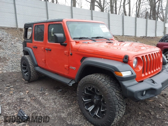 2018 Jeep Wrangler Unlimited Sport z VIN 1C4HJXDN4JW198045, wystawiony jako IAAI lot #41930547 z przebiegiem 62 402 mil mil oraz . Historia ofert i sprzedaży dostępna na DreamBid. Obrazek 1.
