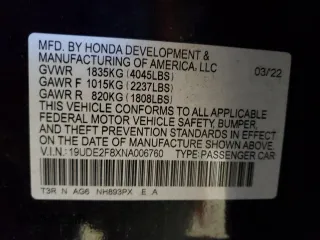 2022 Acura ILX w/Premium/A-Spec Package with VIN 19UDE2F8XNA006760, listed as a Copart auction lot 88901075 with 35,625 mi miles and Salvage Title. Bid and sale history available at carsss.com. Image 12.