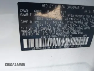 2019 Subaru Ascent with VIN 4S4WMAAD7K3455916, listed as a IAAI auction lot 41843120 with 161,366 mi miles and . Bid and sale history available at DreamBid. Image 9.