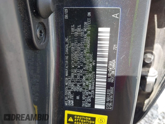 2010 Lexus RX 350 с VIN 2T2ZK1BA4AC012278, выставлен на аукционе IAAI как лот 42309630 с пробегом 259 065 миль миль и . История ставок и продаж доступна на DreamBid. Изображение 9.