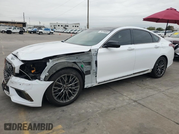 2019 Genesis G80 3.3T Sport with VIN KMTFN4JB0KU320970, listed as a Copart auction lot 79726564 with 65,892 mi miles and Salvage Title. Bid and sale history available at carsss.com. Image 1.