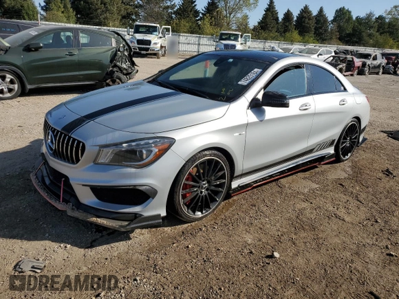 2015 Mercedes-Benz CLA 45 AMG with VIN WDDSJ5CB0FN198211, listed as a Copart auction lot 74825184 with 98,181 mi miles and Salvage Title. Bid and sale history available at DreamBid. Image 1.