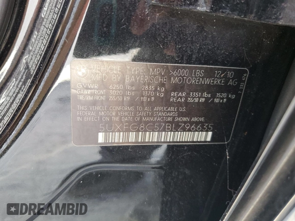 2011 BMW X6 50i with VIN 5UXFG8C57BLZ96635, listed as a Copart auction lot 87471784 with 145,086 mi miles and Clean Title. Bid and sale history available at carsss.com. Image 13.