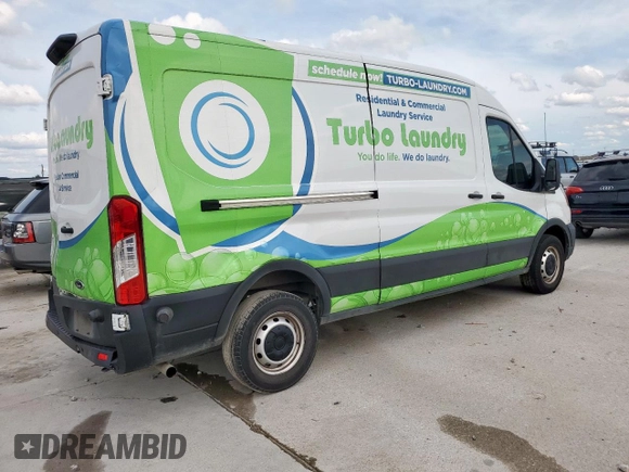 2021 Ford Transit Cargo with VIN 1FTBR1C87MKA37448, listed as a Copart auction lot 55952795 with 78,952 mi miles and Salvage title. Bid and sale history available at DreamBid. Image 3.