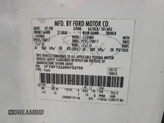 2008 Ford F-150 XL with VIN 1FTRF12228KF02759, listed as a Copart auction lot 53529595 with 76,304 mi miles and Clean Title. Bid and sale history available at DreamBid. Image 12.