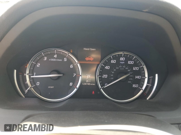2017 Acura TLX Technology with VIN 19UUB1F50HA010071, listed as a Copart auction lot 56972615 with 124,740 mi miles and Salvage title. Bid and sale history available at DreamBid. Image 9.