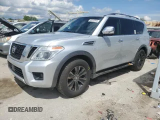 2017 Nissan Armada Platinum with VIN JN8AY2NF2H9303914, listed as a Copart auction lot 55152045 with 100,358 mi miles and Salvage title. Bid and sale history available at DreamBid. Image 1.
