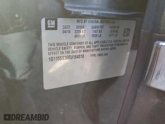 2014 Chevrolet Impala LTZ z VIN 1G1155S36EU164310, wystawiony jako Copart lot #83805504 z przebiegiem 130 224 mil mil oraz Szkoda całkowita • Salvage title. Historia ofert i sprzedaży dostępna na DreamBid. Obrazek 12.