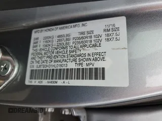2017 Acura RDX with VIN 5J8TB3H31HL015013, listed as a Copart auction lot 44833015 with 56,954 mi miles and Salvage Title. Bid and sale history available at carsss.com. Image 12.