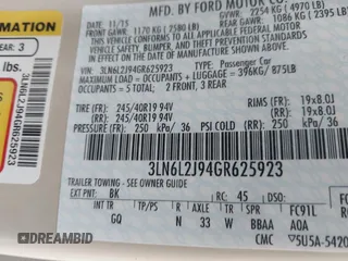 2016 Lincoln MKZ with VIN 3LN6L2J94GR625923, listed as a IAAI auction lot 41144427 with 120,567 mi miles and . Bid and sale history available at DreamBid. Image 9.