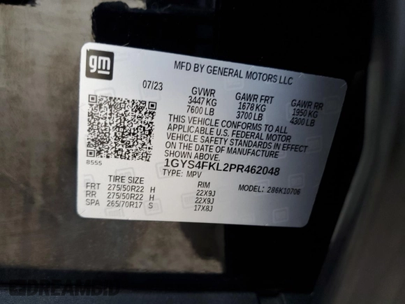 2023 Cadillac Escalade 4WD Sport z VIN 1GYS4FKL2PR462048, wystawiony jako Copart lot #44142855 z przebiegiem 29 588 mil mil oraz Szkoda całkowita • Salvage title. Historia ofert i sprzedaży dostępna na DreamBid. Obrazek 13.
