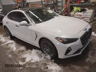 2020 Genesis G70 3.3T with VIN KMTG34LE6LU053580, listed as a IAAI auction lot 41220095 with 75,219 mi miles. Bid and sale history available at carsss.com. Image 1.