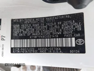 2012 Toyota Camry L with VIN 4T1BF1FK6CU521416, listed as a IAAI auction lot 41081743 with 203,016 mi miles and . Bid and sale history available at carsss.com. Image 9.