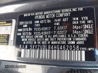 2017 Hyundai Santa Fe 2.4L z VIN 5XYZU3LB4HG462058, wystawiony jako IAAI lot #41861190 z przebiegiem 87 102 mil mil oraz . Historia ofert i sprzedaży dostępna na DreamBid. Obrazek 9.