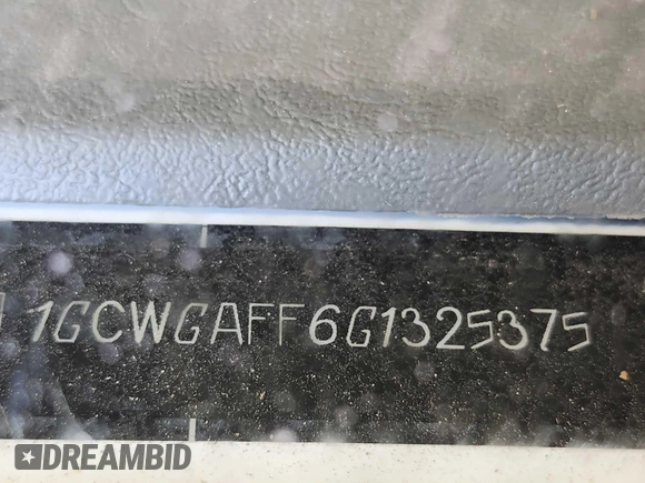 2016 Chevrolet Express Cargo with VIN 1GCWGAFF6G1325375, listed as a IAAI auction lot 42847019 with 227,137 mi miles and . Bid and sale history available at DreamBid. Image 26.