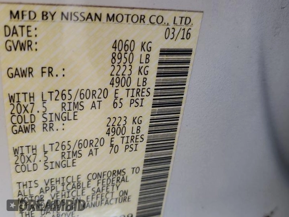 2016 Nissan Titan XD Platinum Reserve with VIN 1N6BA1F46GN506609, listed as a Copart auction lot 69445824 with 126,228 mi miles and Salvage Title. Bid and sale history available at carsss.com. Image 14.