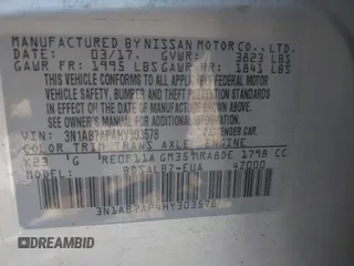 2017 Nissan Sentra SR z VIN 3N1AB7AP4HY303578, wystawiony jako IAAI lot #42151668 z przebiegiem 75 885 mil mil oraz . Historia ofert i sprzedaży dostępna na DreamBid. Obrazek 9.