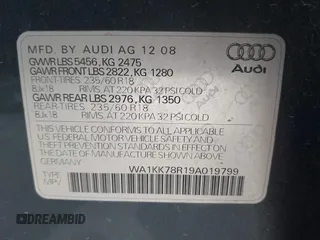 2009 Audi Q5 Premium Plus with VIN WA1KK78R19A019799, listed as a IAAI auction lot 39665813 with 130,135 mi miles and . Bid and sale history available at DreamBid. Image 9.