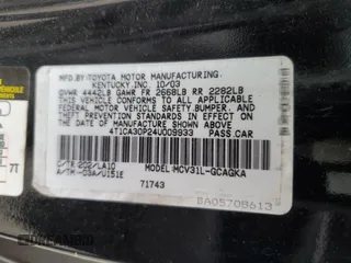 2004 Toyota Solara SE with VIN 4T1CA30P24U009933, listed as a Copart auction lot 72213464 with 360,706 mi miles and Salvage Title. Bid and sale history available at DreamBid. Image 12.