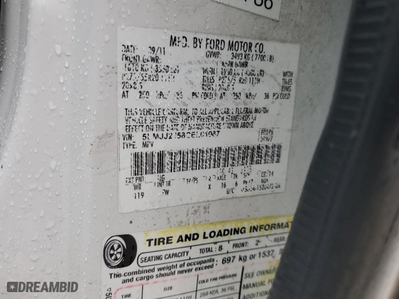2012 Lincoln Navigator with VIN 5LMJJ2J58CEL01087, listed as a Copart auction lot 85877204 with 115,070 mi miles and Salvage Title. Bid and sale history available at carsss.com. Image 15.