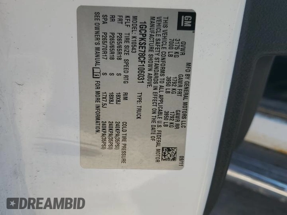2012 Chevrolet Silverado 1500 LT with VIN 1GCPKSE78CF106031, listed as a Copart auction lot 50882665 with 139,556 mi miles and Salvage Title. Bid and sale history available at DreamBid. Image 12.