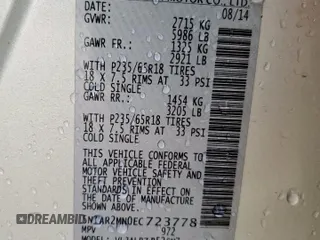 2014 Nissan Pathfinder S z VIN 5N1AR2MN0EC723778, wystawiony jako Copart lot #54785095 z przebiegiem 138 506 mil mil oraz Szkoda całkowita • Salvage title. Historia ofert i sprzedaży dostępna na DreamBid. Obrazek 14.