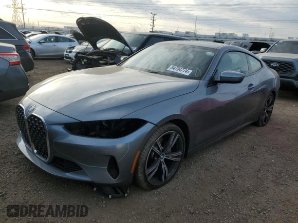2021 BMW 4 Series 430i xDrive with VIN WBA73AP0XMCF22236, listed as a Copart auction lot 84704774 with 0 mi miles and Salvage Title. Bid and sale history available at carsss.com. Image 1.