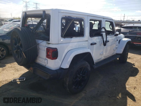 2023 Jeep Wrangler Sahara z VIN 1C4JJXP61PW519599, wystawiony jako Copart lot #51814674 z przebiegiem Nie podano mil oraz Szkoda całkowita • Salvage title. Historia ofert i sprzedaży dostępna na DreamBid. Obrazek 3.