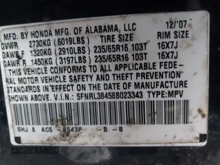2008 Honda Odyssey EX with VIN 5FNRL38458B023343, listed as a IAAI auction lot 41468712 with 150,199 mi miles. Bid and sale history available at carsss.com. Image 9.