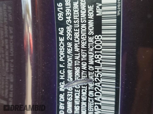 2017 Porsche Cayenne GTS z VIN WP1AD2A25HLA81008, wystawiony jako Copart lot #48987185 z przebiegiem 76 800 mil mil oraz Szkoda całkowita • Salvage title. Historia ofert i sprzedaży dostępna na DreamBid. Obrazek 13.