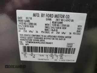 2018 Ford Police Interceptor Utility z VIN 1FM5K8AR2JGC56401, wystawiony jako Copart lot #56989315 z przebiegiem 115 488 mil mil oraz Tytuł czysty. Historia ofert i sprzedaży dostępna na DreamBid. Obrazek 12.