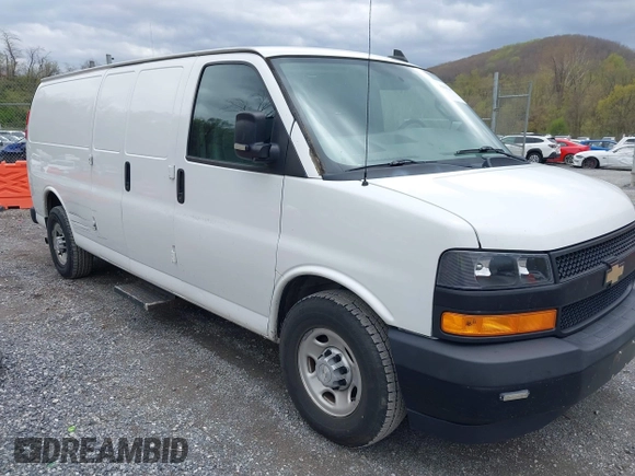 2019 Chevrolet Express Cargo Van with VIN 1GCZGHFG7K1209948, listed as a IAAI auction lot 42038244 with 249,167 mi miles. Bid and sale history available at carsss.com. Image 1.