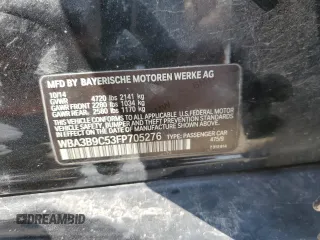 2015 BMW 3 Series 335i xDrive with VIN WBA3B9C53FP705276, listed as a Copart auction lot 68695234 with Not provided miles and Salvage title. Bid and sale history available at DreamBid. Image 12.