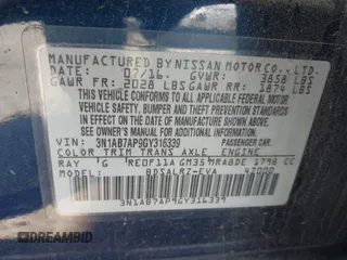 2016 Nissan Sentra SV with VIN 3N1AB7AP9GY316339, listed as a IAAI auction lot 42096881 with 123,698 mi miles and . Bid and sale history available at DreamBid. Image 9.