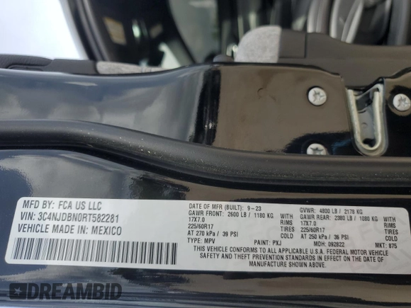 2024 Jeep Compass Latitude с VIN 3C4NJDBN0RT582281, выставлен на аукционе Copart как лот 51135905 с пробегом 29 629 миль миль и Списание • Salvage title. История ставок и продаж доступна на DreamBid. Изображение 15.