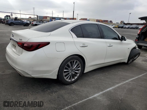 2019 Infiniti Q50 Luxe with VIN JN1EV7APXKM541762, listed as a Copart auction lot 59035515 with 59,295 mi miles and Salvage title. Bid and sale history available at DreamBid. Image 3.