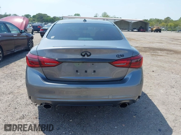 2018 Infiniti Q50 Luxe with VIN JN1EV7AP4JM590048, listed as a IAAI auction lot 41863410 with 55,727 mi miles and . Bid and sale history available at carsss.com. Image 16.
