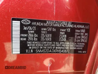 2023 Hyundai Santa Fe SEL z VIN 5NMS2DAJXPH540872, wystawiony jako Copart lot #53210975 z przebiegiem 15 575 mil mil oraz Szkoda całkowita • Salvage title. Historia ofert i sprzedaży dostępna na DreamBid. Obrazek 13.