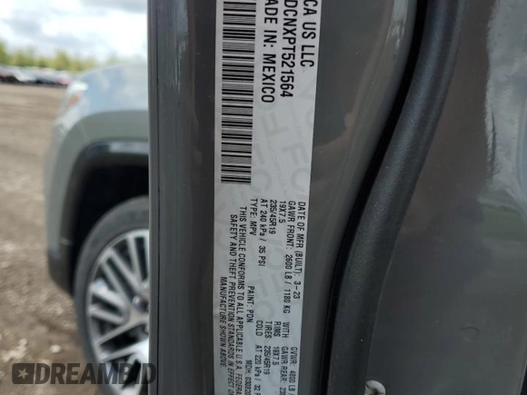 2023 Jeep Compass Limited с VIN 3C4NJDCNXPT521564, выставлен на аукционе Copart как лот 55435725 с пробегом 19 956 миль миль и Списание • Salvage title. История ставок и продаж доступна на DreamBid. Изображение 13.