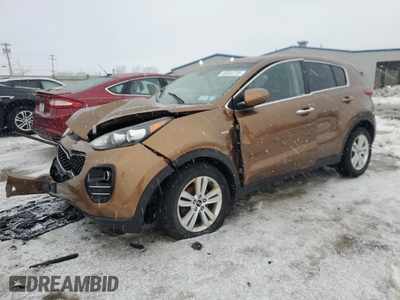 2017 Kia Sportage LX with VIN KNDPMCAC6H7221733, listed as a Copart auction lot 46054735 with Not Provided miles and Non Repairable. Bid and sale history available at DreamBid. Image 1.
